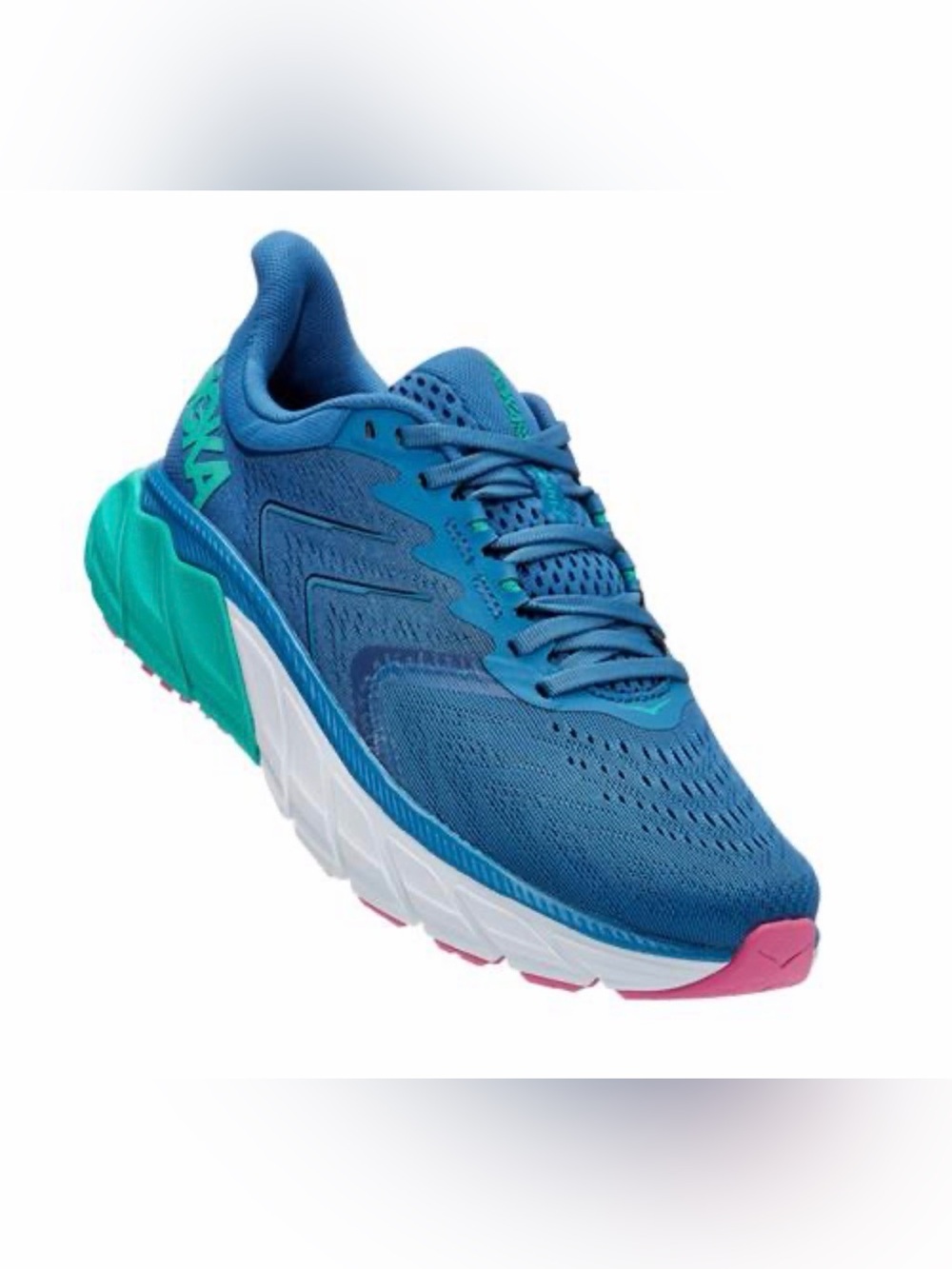 Hoka One One Women's Blue Running Shoe with Teal and Pink Accents